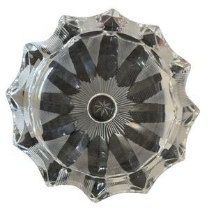 Vintage Cut Glass Crystal 5" Round Starburst Ashtray MCM Decor Retro Collection